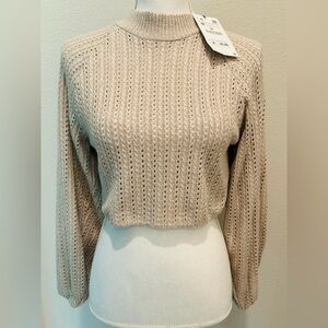 NWT Zara Women’s Size Medium Cropped Open Knit Sweater